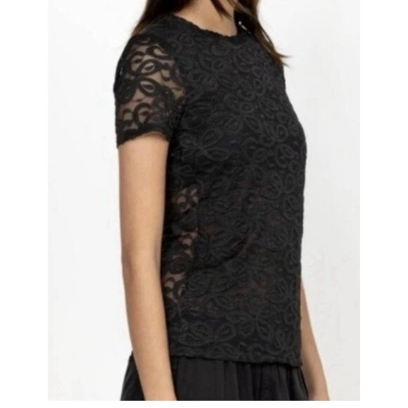 Johnny Was NWT Large Black Astrid Sheer Embroidered Lace Sheer Blouse NEW W TAGS - Picture 3 of 10